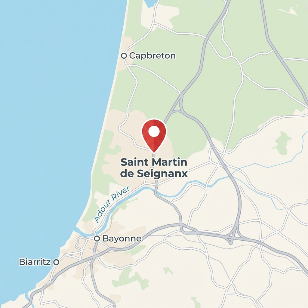 Carte de la zone d'intervention autour de Saint Martin de Seignanx